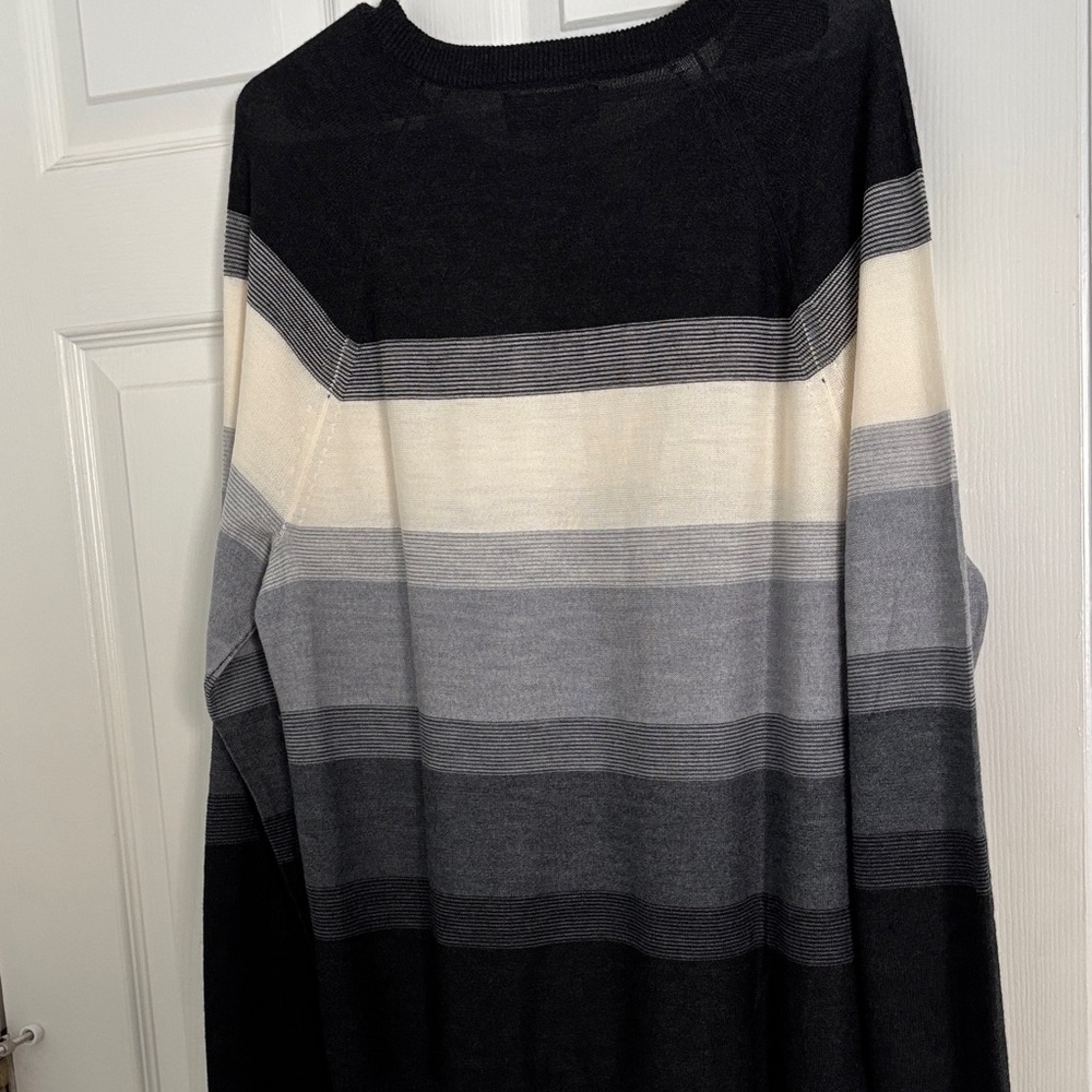 Banana Republic Men's Striped Crewneck Sweater - Black, Gray, and Cream - Picture 5 of 5